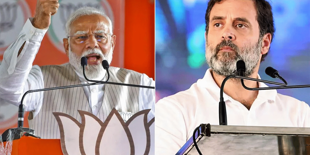 Rahul Gandhi and Prime Minister Narendra Modi during political rallies amid Congress vs BJP voter fraud allegations