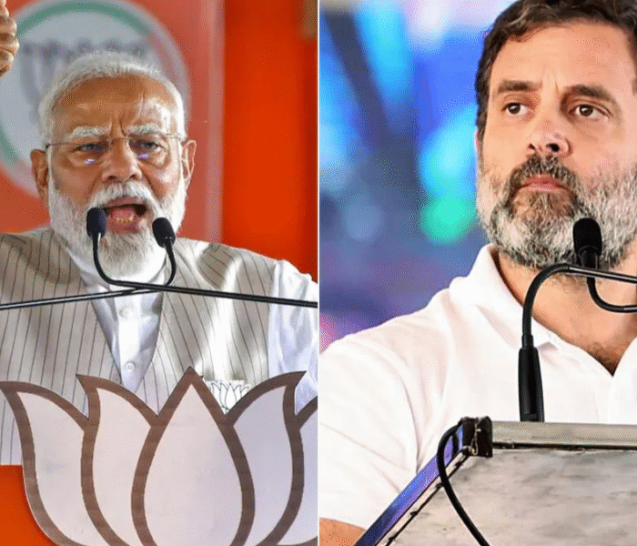 Rahul Gandhi and Prime Minister Narendra Modi during political rallies amid Congress vs BJP voter fraud allegations