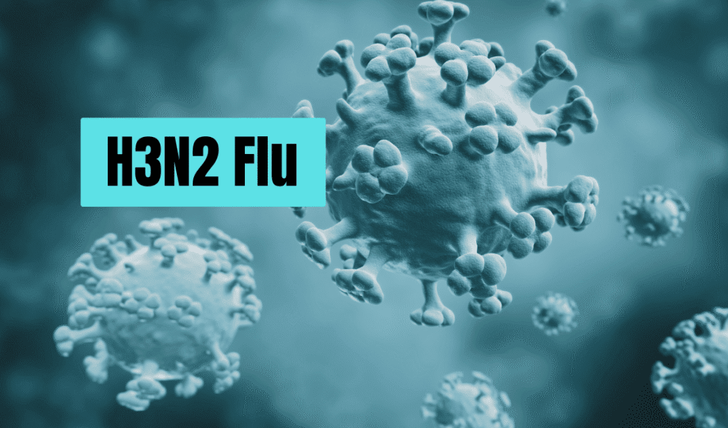 Illustration of bacteria with “H3N2 Flu” text