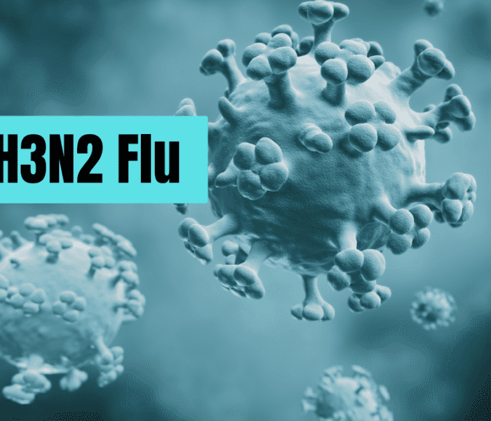 Illustration of bacteria with “H3N2 Flu” text