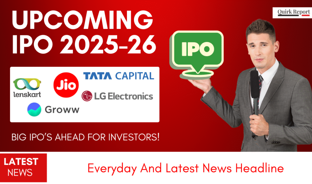 “Latest IPO news 2025–26 featuring upcoming listings of Reliance Jio, Tata Capital, Lenskart, LG Electronics and Groww
