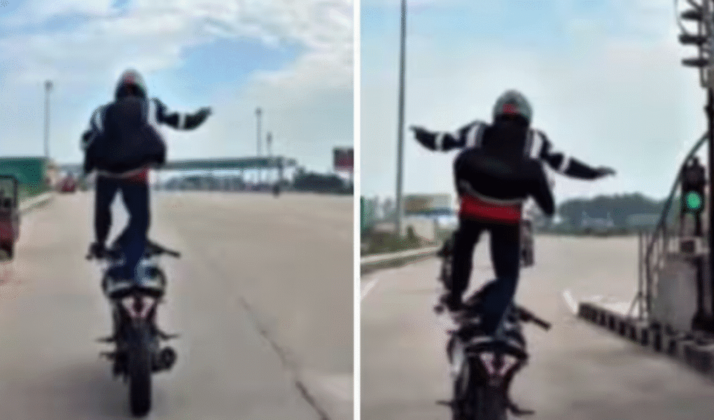 A viral video showing a dangerous bike stunt on Bijnor Highway has prompted UP Police action, raising concerns about road safety.