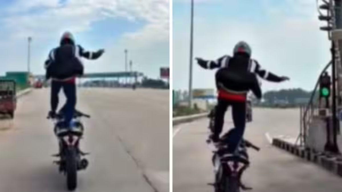 A viral video showing a dangerous bike stunt on Bijnor Highway has prompted UP Police action, raising concerns about road safety.