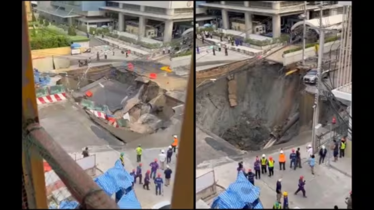 A viral video captures a massive Bangkok sinkhole swallowing cars and electric poles, prompting evacuations and major repairs.