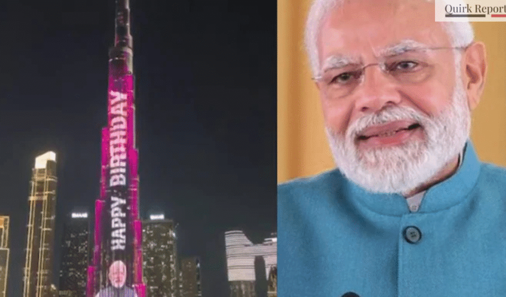 trending news - prime minister narendra modi's birthday wish at dubai burj khalifa