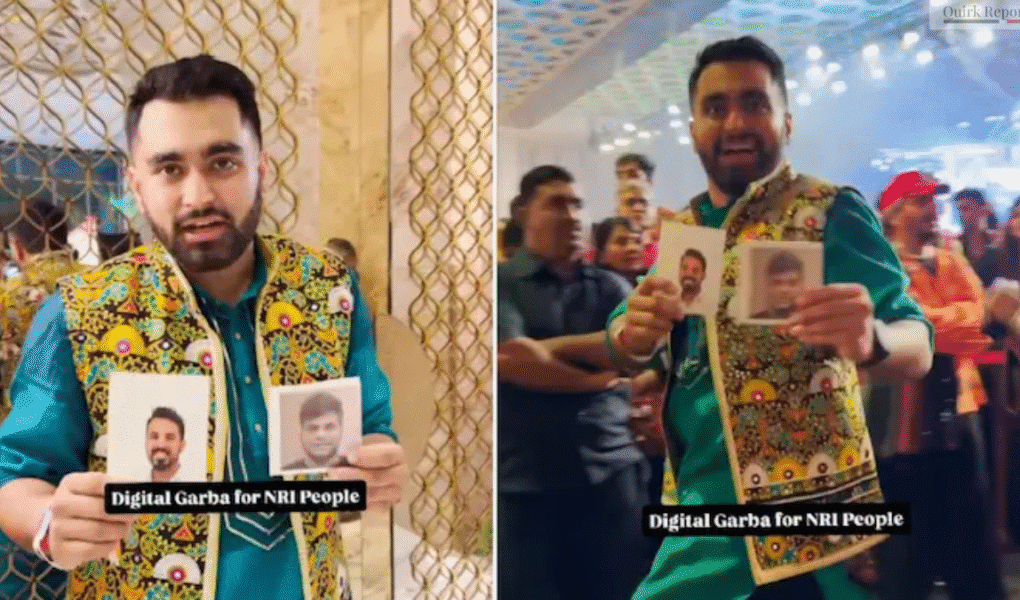 A viral video from Mumbai shows a man performing digital garba with photos of his NRI friends during Navratri, delighting Instagram viewers.