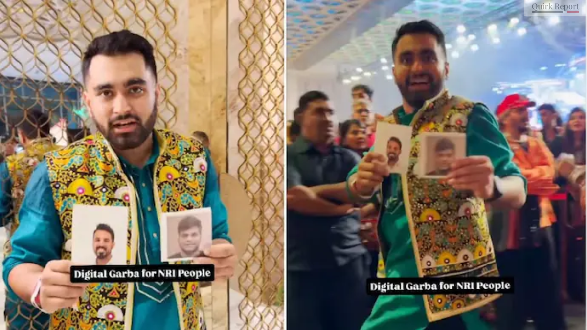 A viral video from Mumbai shows a man performing digital garba with photos of his NRI friends during Navratri, delighting Instagram viewers.