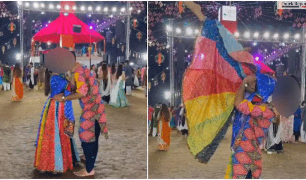 An NRI couple’s viral video kissing at a Vadodara Garba event sparked outrage. They later apologized at a police station before leaving India.
