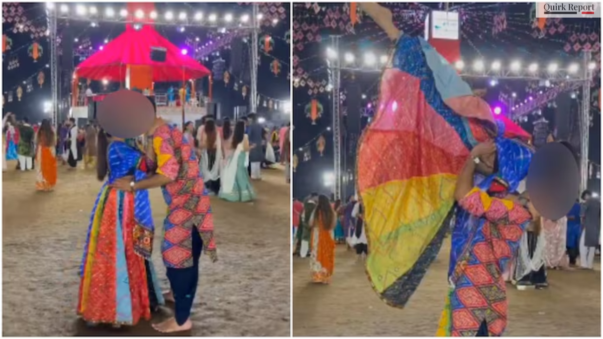 An NRI couple’s viral video kissing at a Vadodara Garba event sparked outrage. They later apologized at a police station before leaving India.