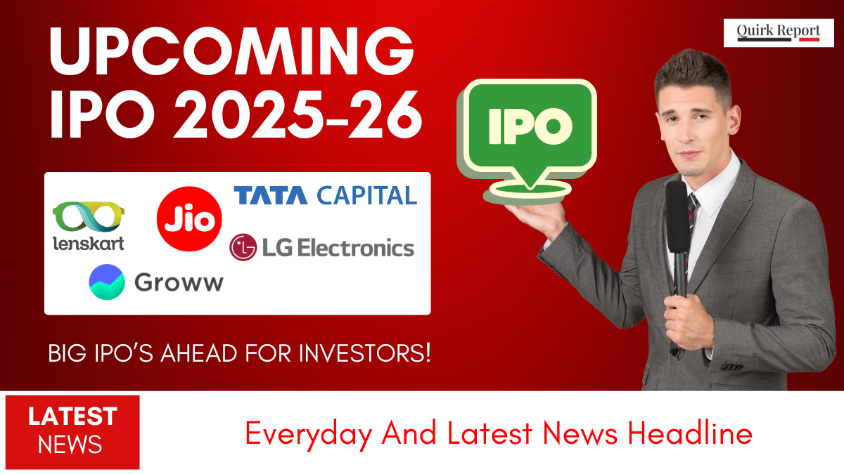 “Latest IPO news 2025–26 featuring upcoming listings of Reliance Jio, Tata Capital, Lenskart, LG Electronics and Groww