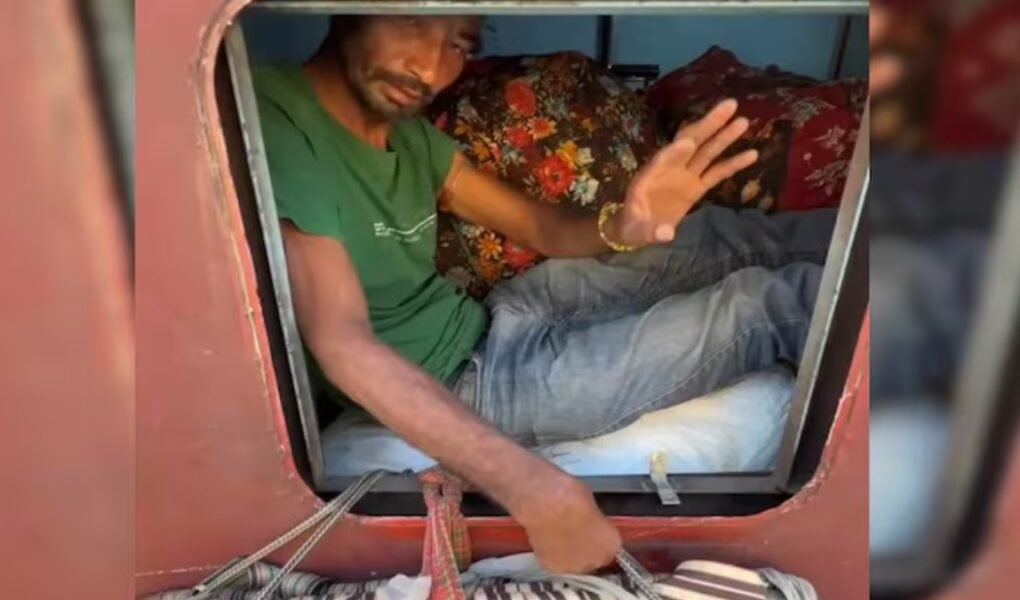 Man converts Indian Railways train toilet into bedroom in viral video shocking passengers