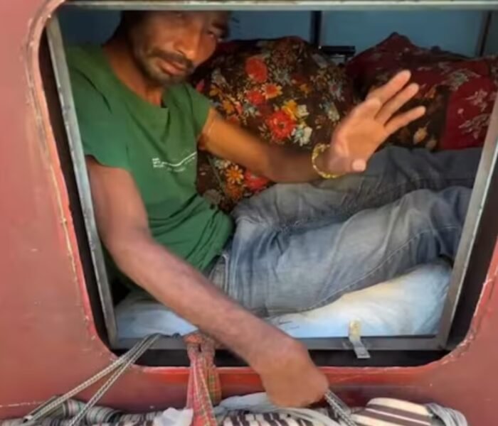Man converts Indian Railways train toilet into bedroom in viral video shocking passengers