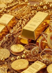 Shimmering gold bars symbolizing Dubai’s wealth