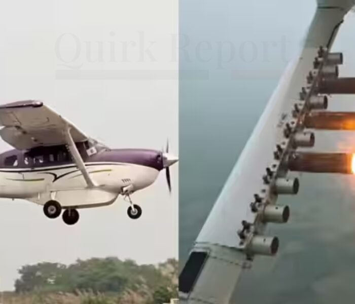 Aircraft conducting cloud seeding over smog-covered Delhi skyline to reduce pollution levels — latest updates on artificial rain in Delhi.