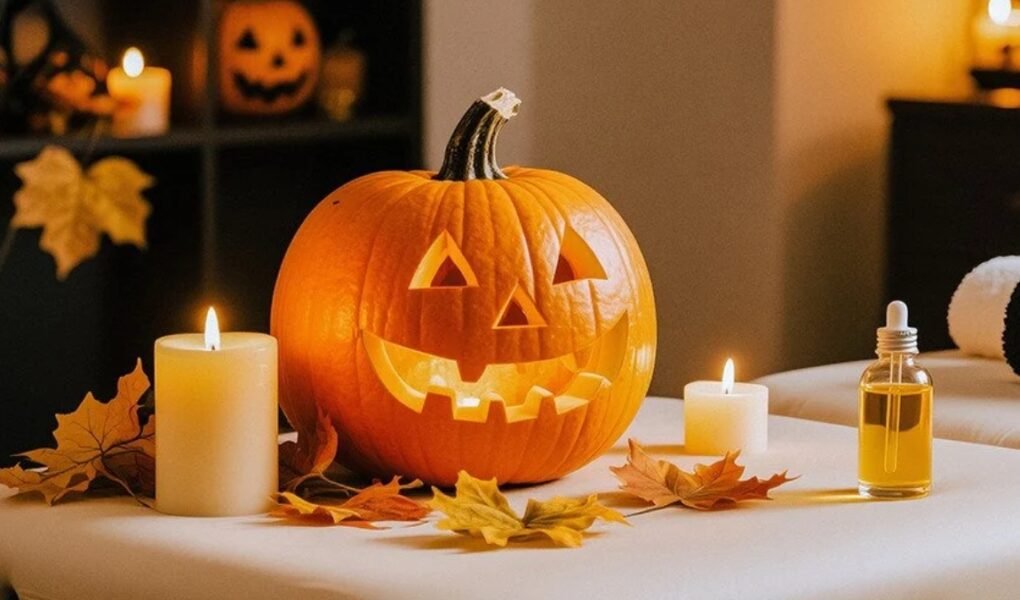 Provide alt text, title, and description for the Halloween pumpkin image.