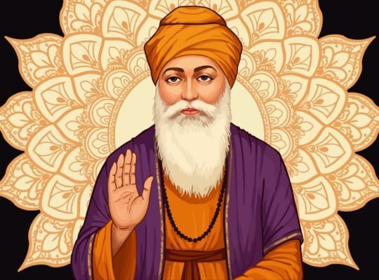 Guru Nanak Dev Ji portrait symbolizing peace and spiritual light during Gurpurab 2025 in Amritsar