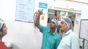 Food Safety Department officers inspect edible oil samples during purity test in Gorakhpur