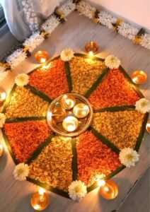 simple diwali flower rangoli