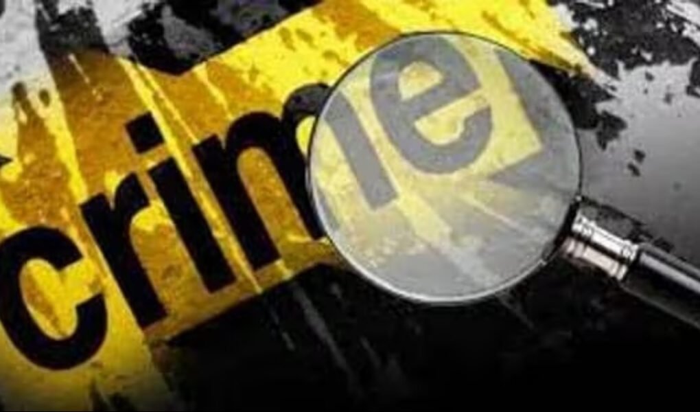 Graphic of a magnifying glass scrutinizing the word "CRIME" on a yellow and black background, symbolizing an investigation or current viral news story.