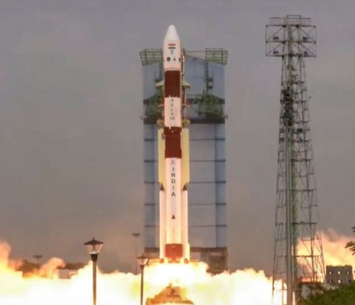 PSLV C62 rocket launching from Satish Dhawan Space Centre Sriharikota before third stage anomaly