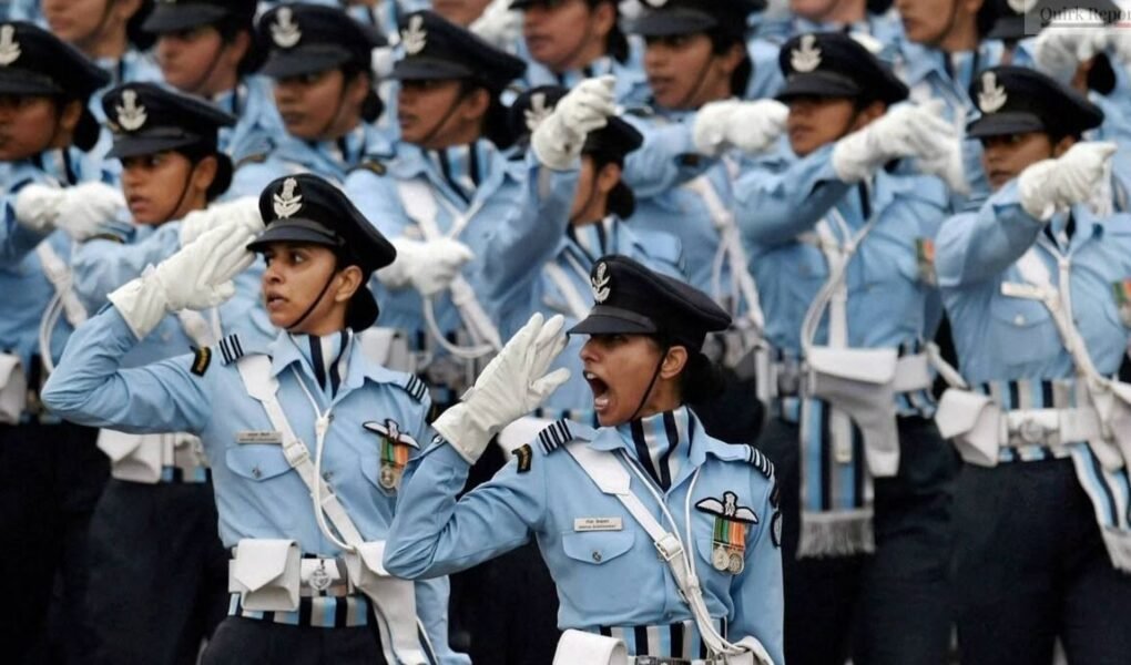 Indian Air Force women officers marching in precision formation during Republic Day Parade 2026 at Kartavya Path New Delhi