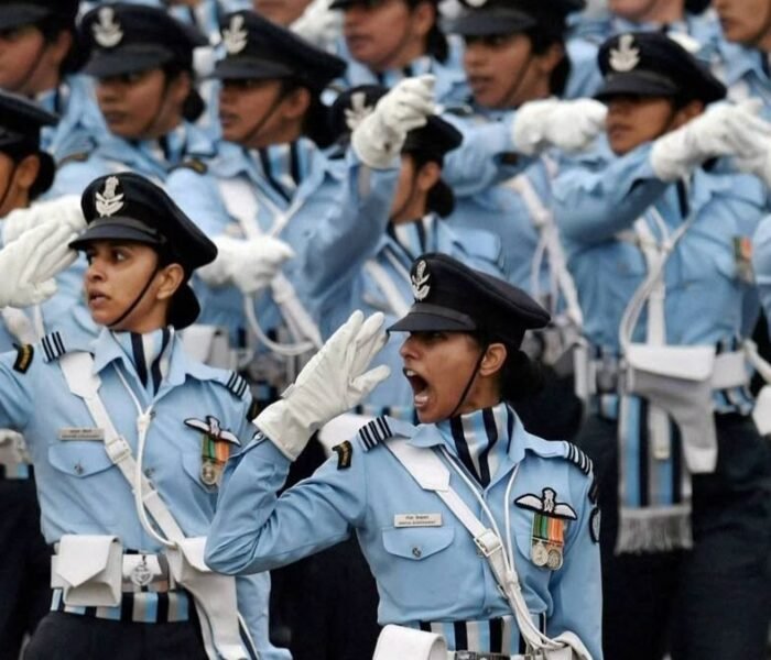 Indian Air Force women officers marching in precision formation during Republic Day Parade 2026 at Kartavya Path New Delhi