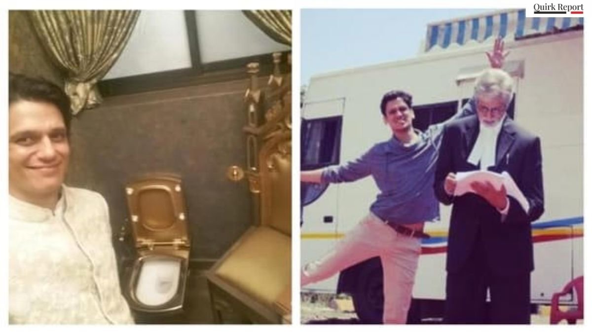 Vijay Varma selfie showing Amitabh Bachchan golden toilet in background from 2016